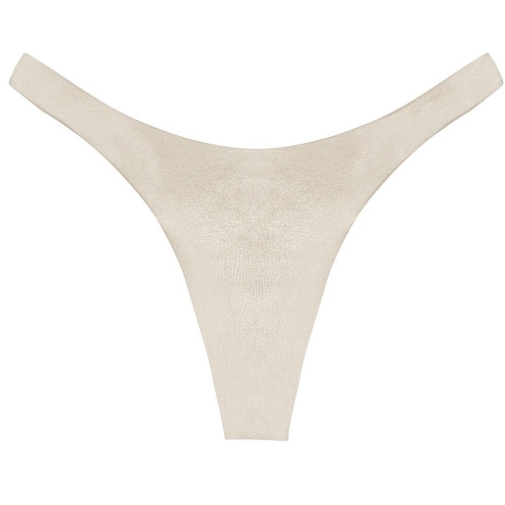 Monday Swimwear Byron Thong Bikini in Champagne Shiny Jersey